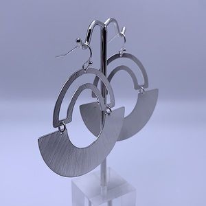 Brushed Silver GEO Shape Earrings NEW